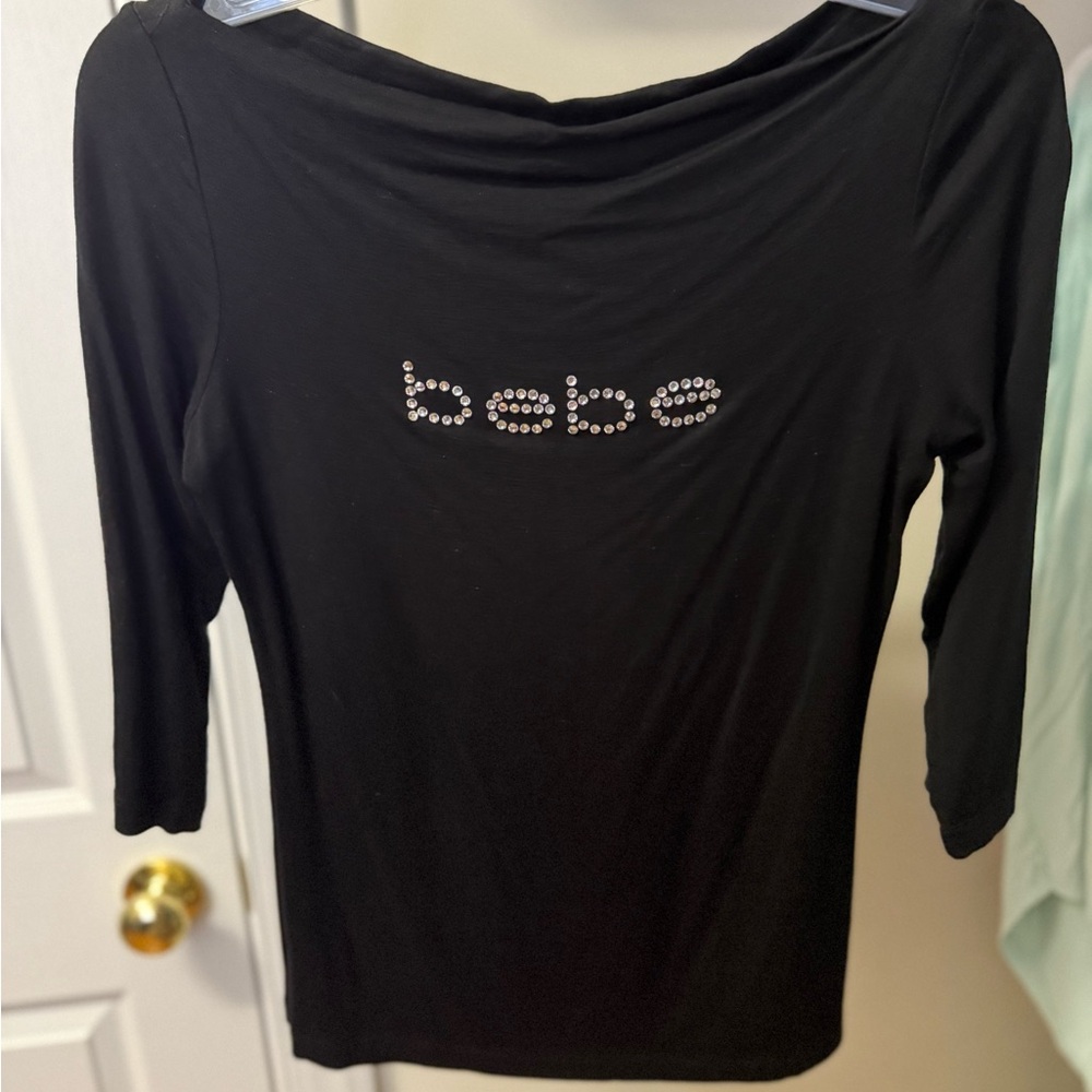 Bebe Black Embellished Blouse